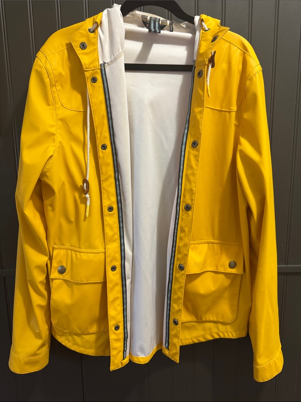 Barbour Yellow Hooded Rain Shell